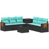  Set sofe 8 kom. Crna i Plava Poli Rattan i čelik | shoptok.hr