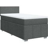 vidaXL Box spring postelja z vzmetnico temno siva 90x190 cm blago | Shoptok.si