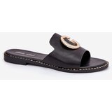 Boto Eco Leather Flat Sandals Women With Decorative Detail Black Frelie | Shoptok.si