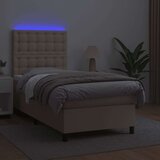  Krevet box spring i madrac LED cappuccino 80x200cm umjetna koža | shoptok.hr