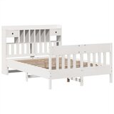 vidaXL Posteljni okvir brez vzmetnice bel 140x190 cm trdna borovina | Shoptok.si