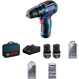 Bosch akumulatorska vibraciona bušilica - odvrtač GSB 12V-30 + 39-delni set pribora; 2x2,0Ah (06019G9101) | ePonuda.com