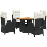  5-dijelni vrtni blagovaonski set s jastucima od poliratana crni Crna 80 cm table length | shoptok.hr