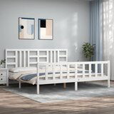 vidaXL Okvir za krevet s uzglavljem bijeli 200x200 cm od masivnog drva Cijene