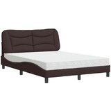  Postelja z vzmetnico temno rjav 120x200 cm blago | Shoptok.si
