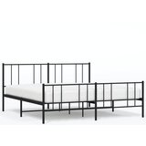 The Living Store Kovinski posteljni okvir z vzglavjem in vznožjem črn 193x203 cm - Posteljni Okvir, (21523375) | Shoptok.si