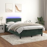 The Living Store Box spring postelja z vzmetnico LED tem. zelena 120x200cm žamet - Box Spring Postelja, (21491136) Cene