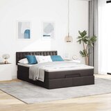  Otomanski okvir kreveta s madraca tamnosmeđi 140x200cm tkanine | shoptok.hr