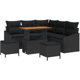 vidaXL 8-dijelni vrtni sofa set s jastučićima Crni poli ratan akacija, 2-sjedna vrtna sofa s jastučićima Crni poli ratan, 3-dijelni vrtni blagovaonski set s jastučićima Crni poli ratan akacija | shoptok.hr