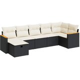  7-dijelni set vrtnih sofa od poliratana s jastucima crni Slike