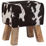  Klupa 40 x 30 x 45 cm Prava koža Crna i bijela | shoptok.hr