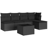  6-dijelni set vrtnih sofa s jastucima crni od poliratana | shoptok.hr