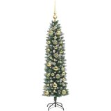 vidaXL Umetno vitko božično drevo med 150 LED Zelena in bela 150 cm | Shoptok.si