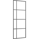 Furnova Drsna vrata ESG steklo in aluminij 76x205 cm črna, (21944665) | Shoptok.si