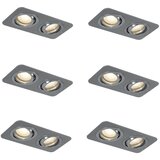 QAZQA Komplet 6 okroglih vgradnih reflektorjev Gunmetal GU10 50mm nastavljiv IP44 2-luči - Alberto Cene