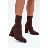 Boto Fabric Slip-On Women's Heeled Boots Chocolate Virelle Cene