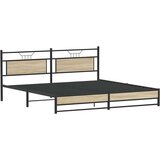 Metalni Kovinski posteljni okvir brez vzmetnice sonoma hrast 193x203 cm, (21829379) | Shoptok.si