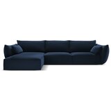 Mazzini Sofas Temno modra žametna kotna sedežna garnitura z ležalnikom (levi kot) Vanda – Cene