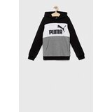 Puma Otroški pulover ESS Colorblock Hoodie TR B črna barva, s kapuco | Shoptok.si