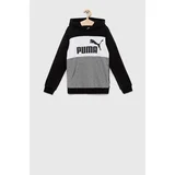 Puma Otroški pulover ESS Colorblock Hoodie TR B črna barva, s kapuco