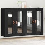 vidaXL Zidni kabinet Set od 2 Crni hrast Masivno drvo, staklo | shoptok.hr