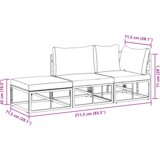 vidaXL Sjedeća garnitura za vrt 3 pcs Crna 211.5 x 71.5 x 71 cm | shoptok.hr
