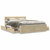 vidaXL Posteljni okvir z vzglavjem sonoma hrast 140x200 cm inž. les | Shoptok.si