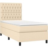 vidaXL Box spring postelja z vzmetnico LED krem 90x190 cm bl | Shoptok.si