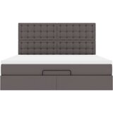 vidaXL Otomanski posteljni okvir z vzmetnico siv 180x200 cm um. usnje | Shoptok.si