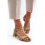 EVENTO Women's Sandals on Block Heel in Green Eco Suede Leisha | shoptok.hr