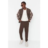 Trendyol Men's Brown Plus Size Regular/Normal Fit Comfortable Basic Cotton Sweatpants Cene