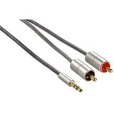 Hama 00080865 utičnica / Cinch audio priključni kabel [1x 3,5 mm banana utikač - 2x muški cinch konektor] 2.00 m srebrna | Eponuda.ba