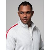 Ombre Men's sweatshirt with high collar and stripes - grey melange | ePonuda.com