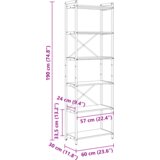 Police za knjige Dimljeni hrast 60 x 30 x 188 cm MDF i čelik | shoptok.hr