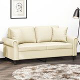 The Living Store Kavč dvosed z okrasnimi blazinami krem 140 cm umetno usnje - Kavč Dvosed, (21484218) | Shoptok.si