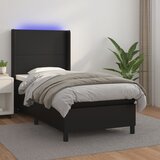 The Living Store Box spring postelja z vzmetnico LED črna 90x200 cm umetno usnje - Box Spring Postelja, (21515415) Cene