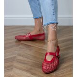 Gemre Red mesh ballet flats with a buckle Turina | Shoptok.si