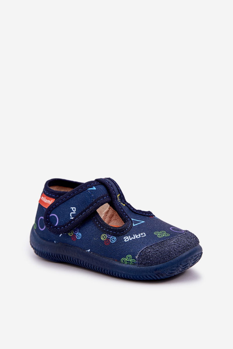 Boto Kids Slippers Milami Elastic With Velcro Navy Ambette Cene