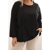 Kesi Włoski Women's Plus Size blouse with cotton, featuring a pocket and rolled sleeves kiwi | shoptok.hr