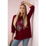 Kesi Włoski Włoski Oversized viscose sweatshirt Love burgundy | shoptok.hr