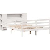 vidaXL Krevet s regalom z knjige bez madraca bijeli 135x190cm borovina | shoptok.hr