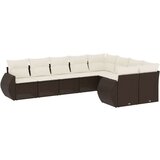 vidaXL 9-dijelni set vrtnih sofa s jastucima poliratan smeđi | shoptok.hr