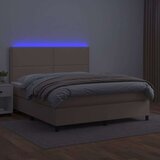  Krevet box spring madrac LED cappuccino 180x200cm umjetna koža | shoptok.hr
