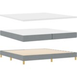 vidaXL Postelja z vzmetnicami, svetlo siva, 200x200 cm, tkanina, Vzglavje z diamantskimi blokicami, svetlo sivo, 200 cm, tkanina | Shoptok.si