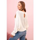 Kesi Włoski Women's mohair sweater with gathered sleeves and a back cutout ecru | Shoptok.si