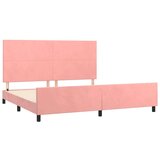  Posteljni okvir z vzglavjem roza 200x200 cm žamet, (20792184) | Shoptok.si
