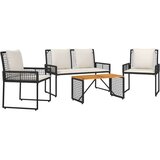  Zunanji pohištveni set z blazino 4 pcs Črna in krem bela, (5000272385) | Shoptok.si