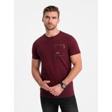 Ombre Men's cotton t-shirt with pocket - maroon Cijene