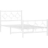  Metalni okvir kreveta uzglavlje i podnožje bijeli 100x190 cm | shoptok.hr