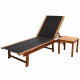 Ležaljka za sunčanje sa stolom bagremovo drvo i tekstilen